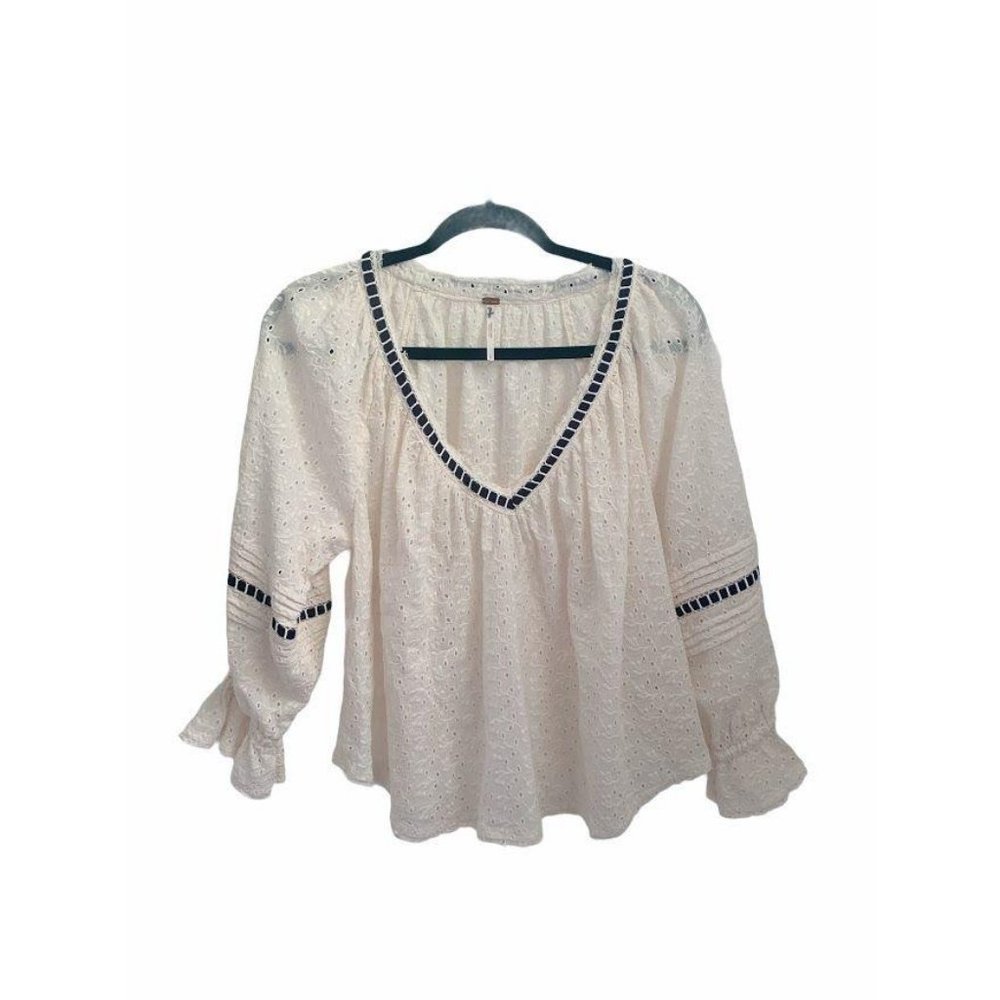 Free People Darcy Eyelet Blouse in Cream